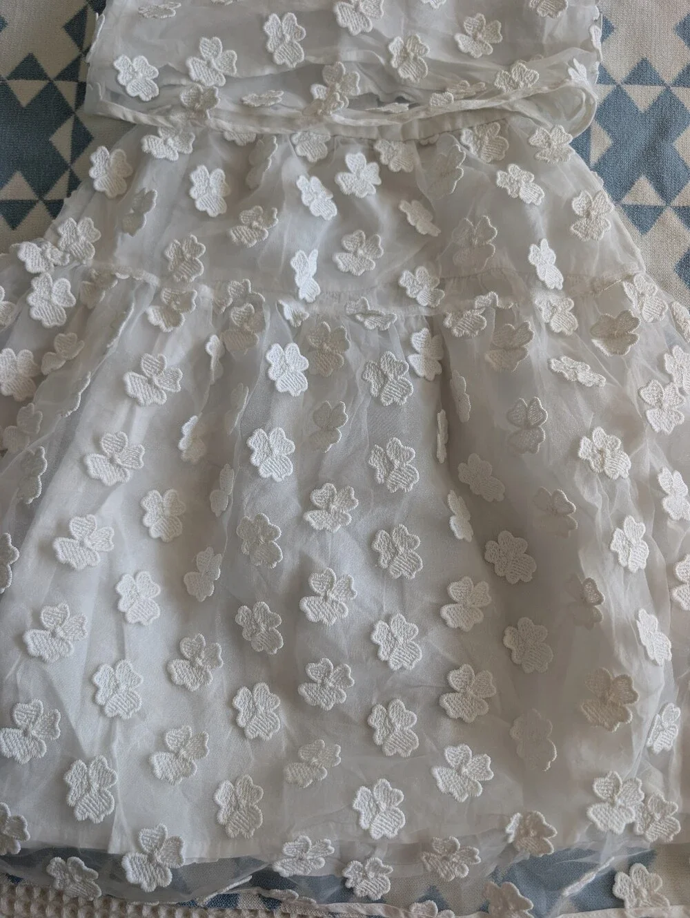 Zara Girls Matching White Organza Flower Skirt Top Set Puff Sleeve 8